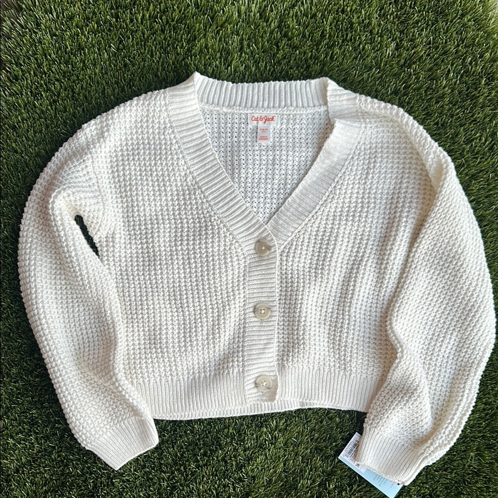 Cat & Jack White Knit Cardigan